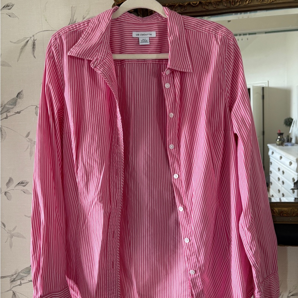 Pink Striped Button-Up Shirt
